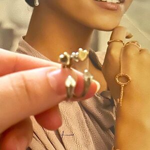 Pandora Sterling Silver Two Hearts Hoops Earrings